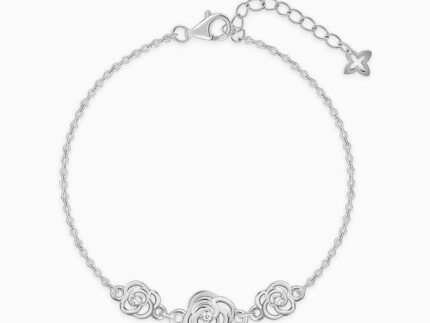 Silver Sparkling Roses Bracelet