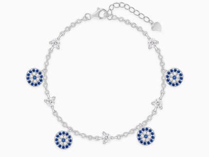 Silver Azure Evil Eye Bracelet