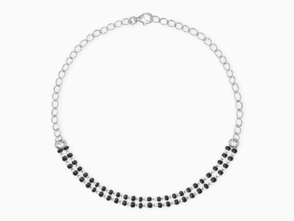 Silver Black Beads Bracelet