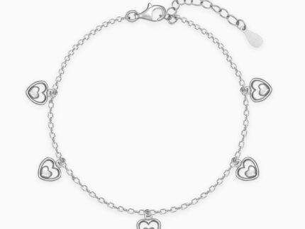 Silver Small Heart Charm Bracelet