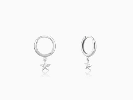 Silver Hanging Star Hoop Earring
