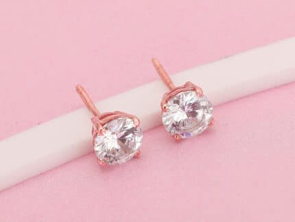 Rose Gold Classic Zircon Earrings