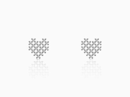 Silver Zircon Mini Heart Studs