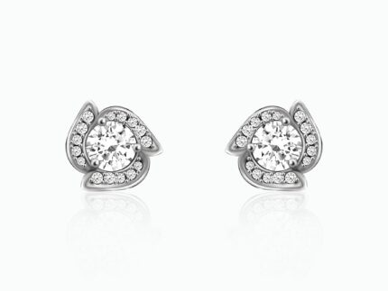Silver Zircon Shimmer Studs Earrings