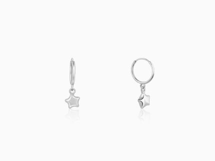 Silver Mini Star Hoop Earrings