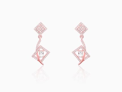 Rose Gold Zircon Studded Twig Earrings