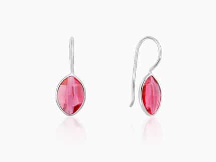 Silver Cherry Pink Crystal Earrings