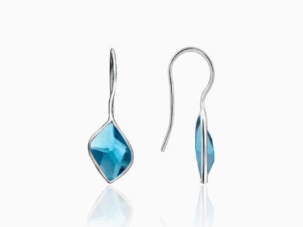 Silver Royal Blue Crystal Earrings