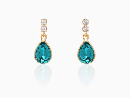 Golden Turquoise Blue Tear Drop Earrings