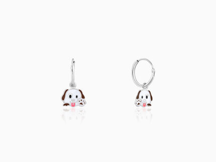 Silver Hello Puppy Kids Hoop Earrings (4-12 yrs)