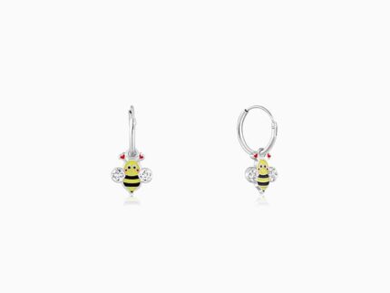 Silver Cheery Bee Kids Hoop Earrings (4-12 yrs)