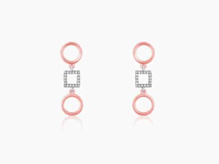Silver and Rose Gold Gleaming Geometric Earrings