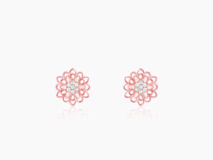 Rose Gold Blooming Flower Stud Earrings