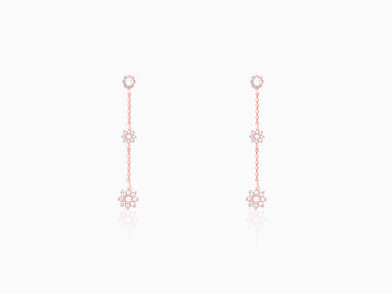 Rose Gold Flower Charm Earrings