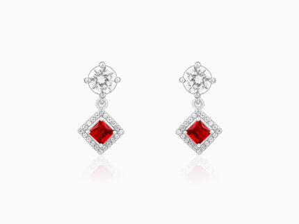 Silver Princess in Red Earrings