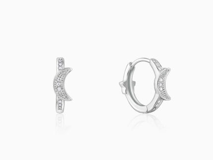 Silver Half Moon Hoop Earrings