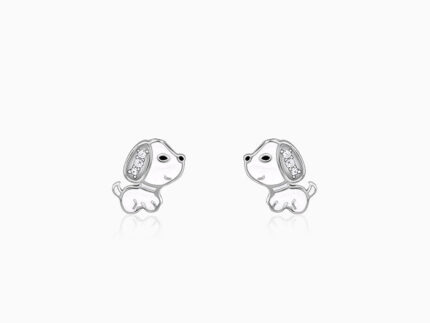 Silver Cute Puppy Kids Earrings Studs