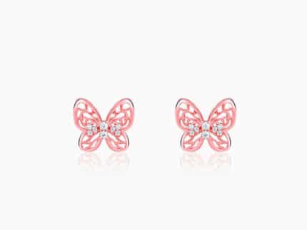 Rose Gold Butterfly Filigree Earrings