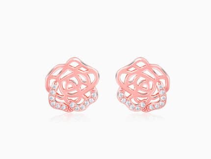 Rose Gold Rosette Filigree Earrings