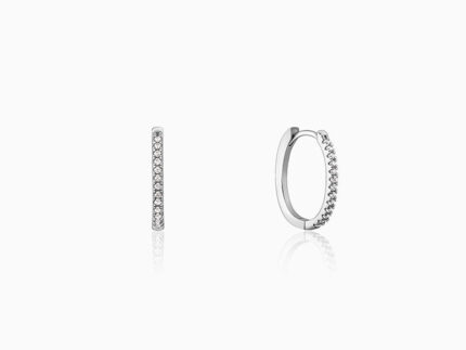 Silver Zircon Twinkling Hoop Earrings