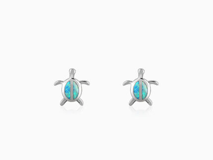 Silver Blue Turtle Studs