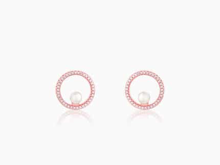 Rose Gold Pearl Halo Earrings
