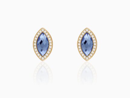 Golden Sapphire Blue Marquise Earrings