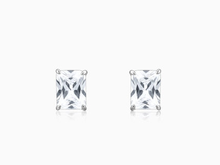 Silver Baguette Zircon Studs