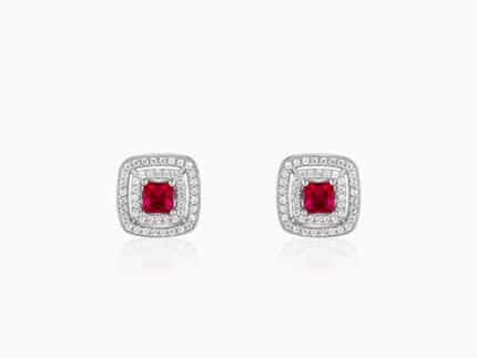 Silver Ruby Elegance Earrings