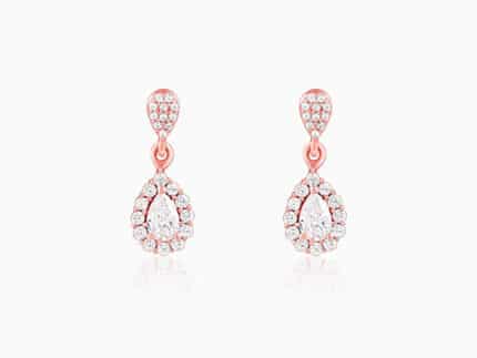 Rose Gold Glittering Teardrop Earrings