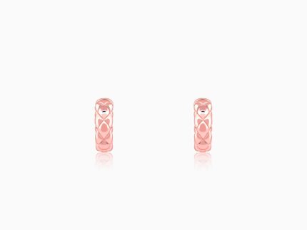 Rose Gold Chequred J Stud Earrings