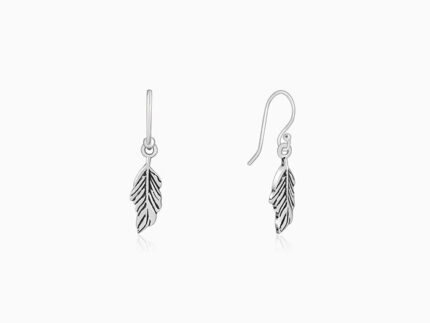 Oxidised Silver Vintage Leaf Earrings