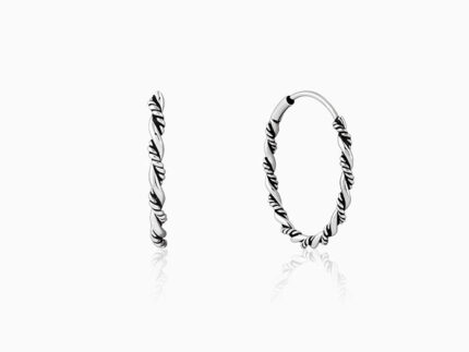 Oxidised Silver Twist Hoop Earrings