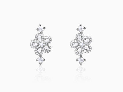 Silver Floral Flush Earrings