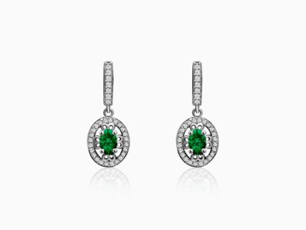 Silver Forest Green Drop Earrings