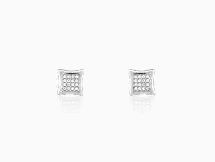 Silver Glistening Stud Earrings