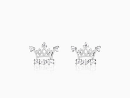 Silver Zircon Sparkling Crown Earrings