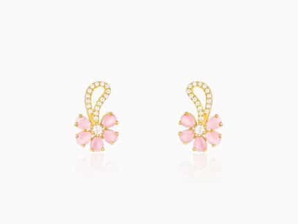 Golden Pink Floral Damsel Earrings