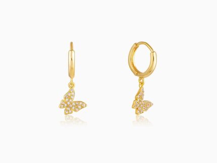 Golden Fluttering Butterfly Earrings