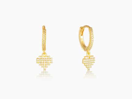 Golden Hanging Heart Hoop Earrings