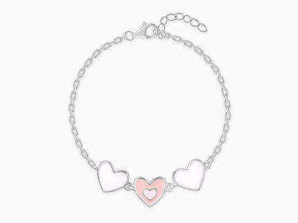 Silver Pookie Hearts Kids Bracelet (2 - 8 Years)