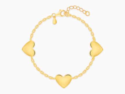Golden Triple Heartbeat Kids Bracelet (2 - 8 Years)