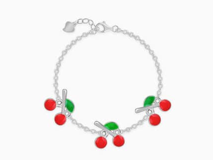 Silver Cherry Red Kids Bracelet (0 - 2 Years)