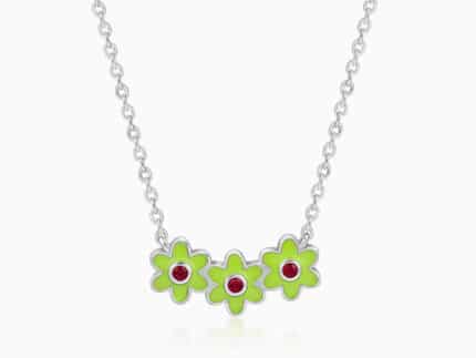 Silver Triple Bloom Kids Necklace