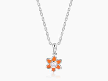 Silver Flourishing Kids Pendant with Link Chain