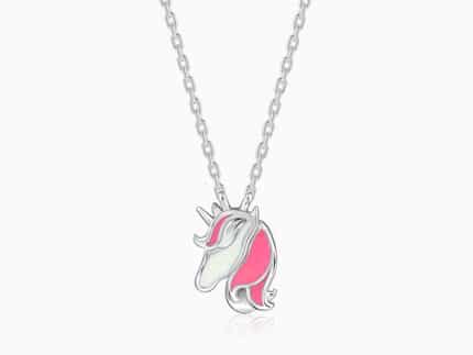Silver Enchanting Unicorn Kids Pendant With Link Chain
