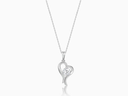 Anushka Sharma Silver Zircon Curl Heart Necklace with Link Chain