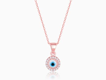 Rose Gold Studded Evil Eye Pendant