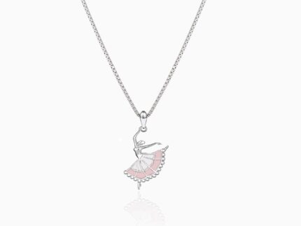 Silver Dancing Ballerina Pendant with Box Chain