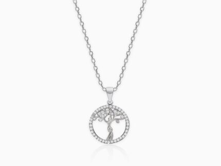 Silver Tree of Life Pendant with Link Chain